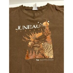 Vintage Princess Cruises Juneau Alaska Moose Brown Graphic Tee Shirt Size XL